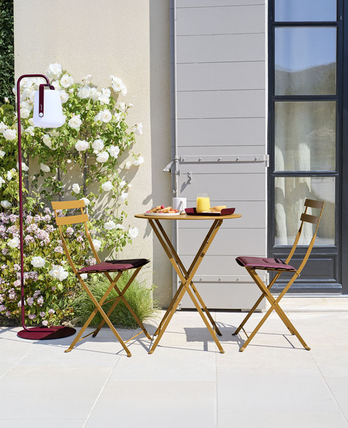 Bistro chairs with seatpads